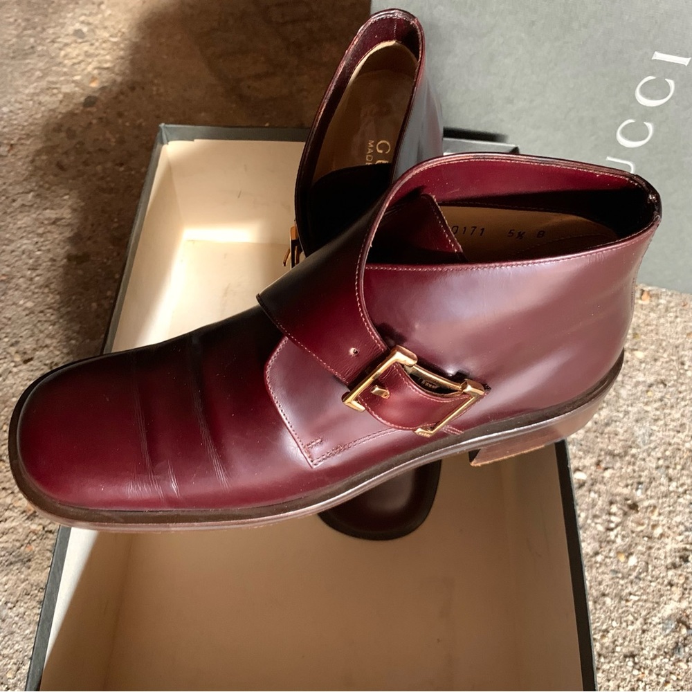 Gucci burgundy leather ankle boots - Picture 2 of 7